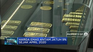 Harga Emas Antam Jatuh 9% Sejak April 2020