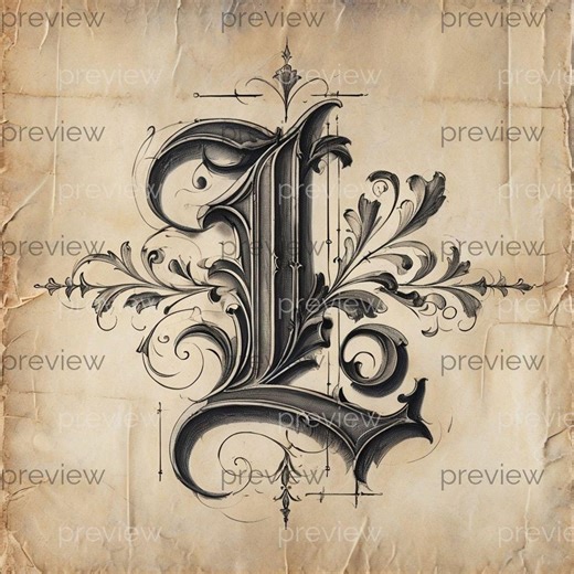 L Ornate Vintage Letter L Artwork - Elegant Flourishes and Decorative Elements - Printable Digital Art Instant Download - Etsy