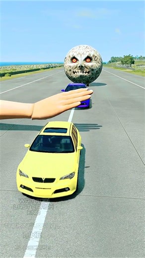 Blue Car Green Car vs Highway Hand Slapped - BeamNG.Drive