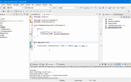 【IDF 2】How to create project and how to run multiple tasks using Espressif IDE