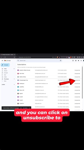 📩 How to Remove Your Gmail from Unwanted Websites Tired of spam emails flooding your inbox? Do this 👇 Open your browser on your computer Type mail.google.com and log in Once Gmail opens, go to the address bar Delete the last part of the URL Add #sub at the end Press Enter 🎯 This opens your Subscriptions page 7. Review the list of websites sending you emails 8. Click Unsubscribe next to the ones you don’t want 📌 Clean inbox. Less spam. More control. Follow Computer Geeks for more tips & trick