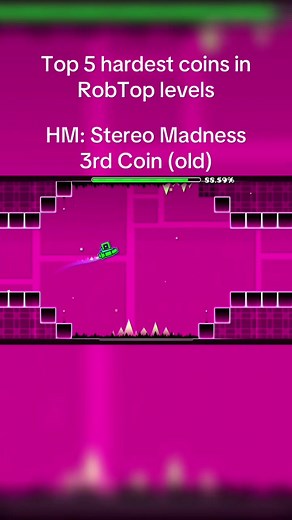 Top 5 Hardest coins in Robtop levels. Feel free to leave your opinion in the comments. ##geometrydash##gd##fyp##top5