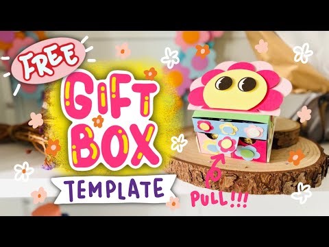 Cute DIY paper gift box idea - Flower pop-up box - free crafting template - easy spring craft