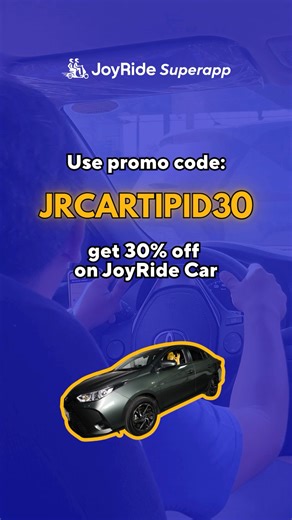 TIPID HACKS? 30% OFF? YEESS, PLEASE! 🙌 Use promo code ➡️ JRCARTIPID30 for 30% off JoyRide Car. Valid for 4x use! 🚙 Max discount of P50 per ride, available in all regions. Valid until February 2, 2026! #JoyRideCar #promocode #tipidhacks | JoyRide Superapp