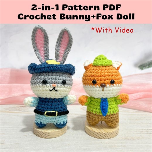 PDF PATTERN ONLY, 2-in-1 Crochet Bunny fox Doll Pattern, Video Tutorial Included, Knitted Handicraft - Etsy Canada