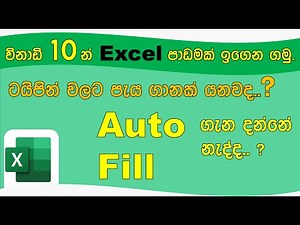 Ms Excel මුල සිට ඉගෙන ගමු - 4 පාඩම (Auto fill නිවැරදිව භාවිතා කරමු )