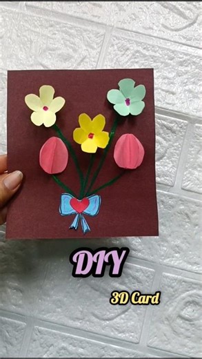 3D Flower Card 💐 #shorts #gift #papercraft #diy #craft #ytshorts #yashviworld