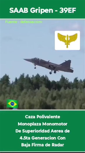 Saab Gripen Caza Multirrol 39E/F: avión 4.5ª generación