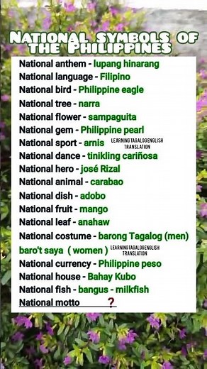 national symbols of the Philippines #educational #education #vocabulary