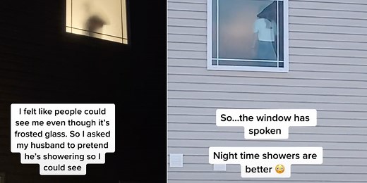Woman accidentally exposes herself to neighbours through a not-so-frosted window