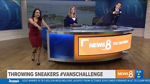 5.2K views · 93 reactions | Today, I got to throw dirty shoes around the studio. We tried the Vans Challenge on-air. Apparently no matter how you throw your Vans, they're going to land right side up...like a freakin' cat. #VansChallenge | Jenny Milkowski TV | Facebook