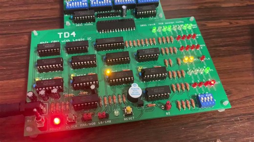 頒布再開‼️自分で作る4bit CPU「TD4」 CPU/ROM基板 一部ICセット興味ある方はお早めに頒布申し込みください☘️LED表示でCPUの仕組みを目で見ながら理解出来ます😃限定10セットですm(_ _)m