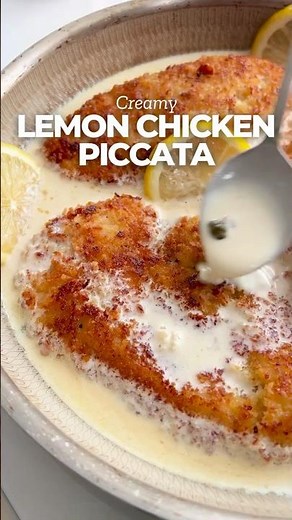 Crispy Chicken Piccata with the BEST Creamy Lemon Sauce