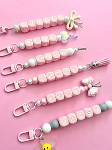 Personalized Beaded Name Keychain: Handmade Backpack Bag Charm | Custom Keyring - Etsy