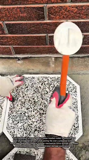 Precision Tile Installation Using a Rubber Mallet for Perfect Leveling