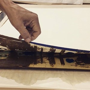 Mokulito print with chine collé by Petru Voichescu #artprintresidence #mokulito #woodcut #fall🍁 | Art Print Residence