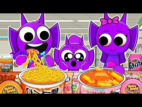 Durple Family Eating Eating Convenience Store: Ramen Tteokbokki Juice Fanta Hubba Bubba | ASMR