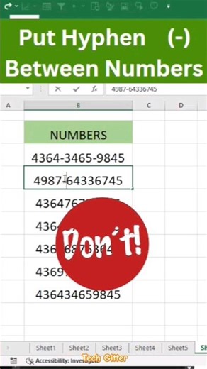 Put Hyphen between numbers in Excel