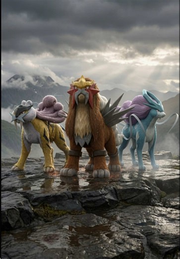 🧭 Étude de terrain – 243 à 245 Pokémon légendaires | Types : Électrik / Feu / Eau ⸻ ⚡ 243 – Raikou Type : Électrik Entité incarnant la foudre. Il parcourt les plaines orageuses avec une vitesse fulgurante. 📏 1,9 m | ⚖️ 178,0 kg 🌍 Plateaux & régions sujettes aux tempêtes 💡 Fait notable : Chaque rugissement serait associé à la formation d’un éclair. « La tempête ne prévient jamais. » – Prof. Chen ⸻ 🔥 244 – Entei Type : Feu Présence volcanique d’une puissance colossale. Son apparition coïncide