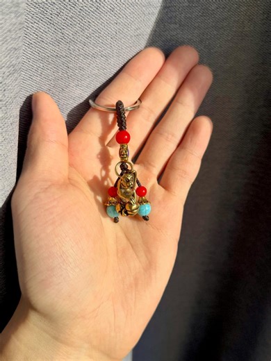 Handmade Brass Monkey Keychain Pendant, Chinese Zodiac Charm, Vintage Oriental Good Fortune Gift, Lunar New Year Gift, Lucky Beads Feng Shui - Etsy