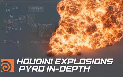 19小时【大师课】Houdini中Pyro爆炸模拟特效完整制作指南视频教程