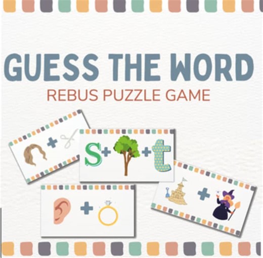 Guess the word. PowerPoint puzzle game. 16 graphic riddles.A1-A2 ESL. Digital