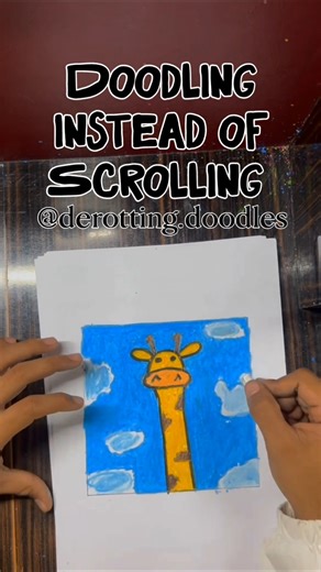 how to draw a cute giraffe🦒 #oilpastelart #explore #viral #drawwithme #kidslearning #whattodraw #art
