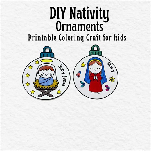 DIY Nativity Ornaments Templates | Christmas Coloring Craft for Kids | Sunday School Activity - Etsy