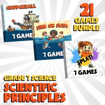 21 No Prep Science Games Bundle C - Scientific Principles - Grade 7 Review