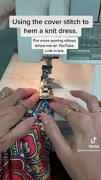 Using the cover stitch serger to hem a dress.