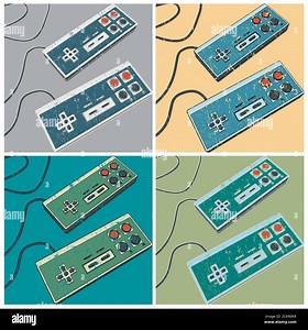 Vector illustration of a retro Game Controllers closeup Stock Vector Image & Art - Alamy