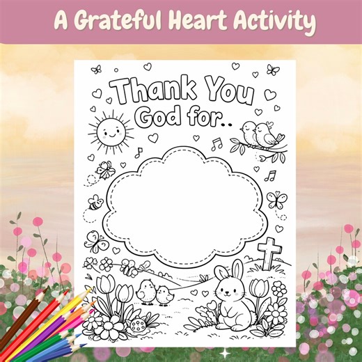 Thank You God Coloring Page, Kids Gratitude Activity (PDF Download - Etsy