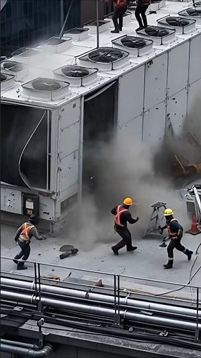 SKYSCRAPER HVAC CRASH — Massive Rooftop Collapse! #fail #engineering #disaster #shorts