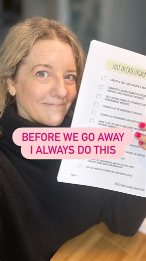 Jo Jacob - Professional Organiser on Instagram: "✈️ Before any trip, I do the boring but important bit. ✍️ I update my Just in Case / Legacy Planner. 📋 Ensuring all my passwords, documents, details, wishes, house information etc is correct. 🫣 Not because I expect anything to happen - but because if it did - the people I love wouldn’t be left guessing. 💞 For me this is my 2 adult children and executor of my Will (bestie). ✨ Being prepared isn’t pessimistic. It’s peaceful. ➡️ Comment LEGACY and
