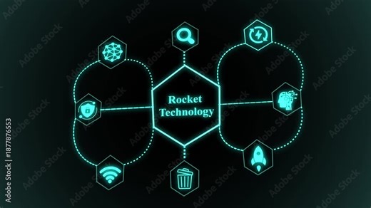 Rocket technology visualization illustrating advanced system engineering, high-performance digital control networks, and launch-oriented innovation design.