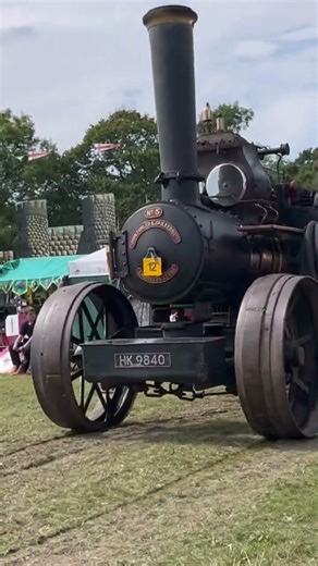 Big Fowler plowing steam traction engine reversing out of the main arena at the 50th Iow steam show