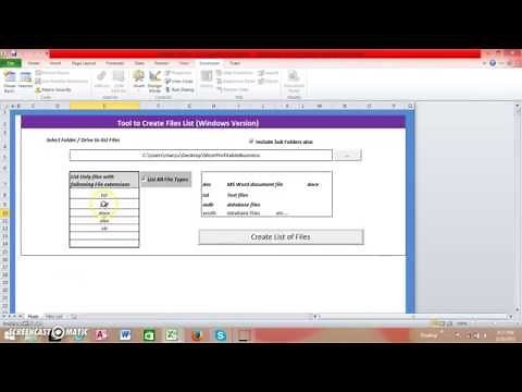 Create list of files in folder and sub folders