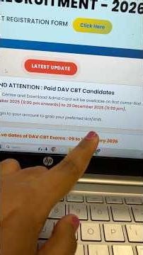 DAV CBT EXAM JAN 2026: How to select centre, slot & shift (time) for Exam? | Important Notification