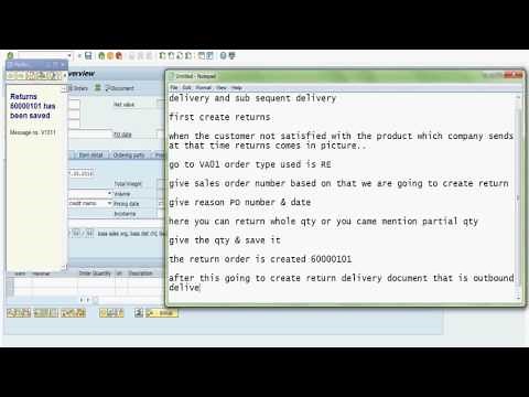 SAP SD Return, Free of Charge Delivery & Subsequent Delivery