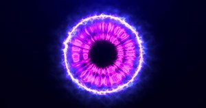 Glowing energy sphere of liquid particles emits rays of light, molecule with atoms, plasma orb, magic neon ball of wave animation 3D, 4k video, motion design