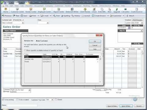 QuickBooks Training Videos: Create Invoice from Sales Order