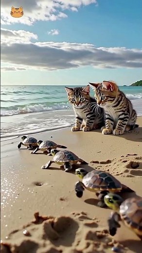 Goodbye little turtle 🌈 小海龜再見 #cutecat