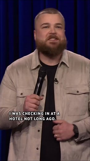 128K views · 2K reactions | @realaaronweber didn’t mean for his hotel check-in to come off as checking out the receptionist  #FallonTonight #StandUp | Realaaronweber | Facebook