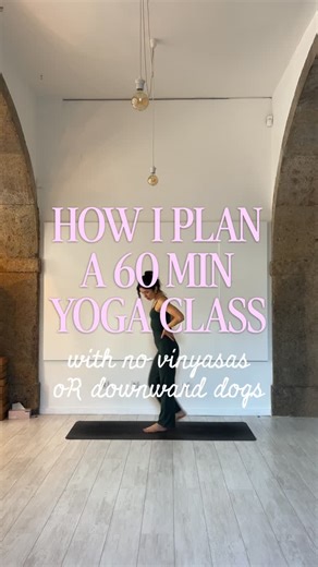 Erica Bracken on Instagram: "SAVE: How I teach a 60-minute yoga class with *no vinyasas or downward dogs* ⏰ Timing breakdown below 👇🏼 There’s nothing wrong with vinyasas – I love them – but it’s refreshing to mix things up sometimes, both for students and for teachers 💖 This is a simple structure I often use. Timing will always vary depending on the sequence and the room, but this can be a helpful guideline, especially for newer teachers 🙏🏻 Rough breakdown: • 3–4 mins: arrival + intro to th