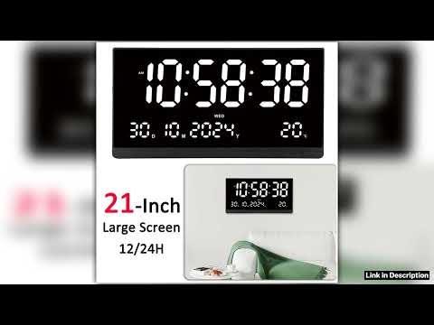 21 Inch Large Digital Wall Clock USB Powered Time Calendar 1224H TimeDayMonthYearTemp Display