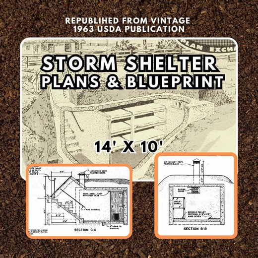 Vintage Storm Shelter Plans & Blueprint (PDF Instant Download, 3 Pp., 1963 USDA Plan Republication) - Etsy