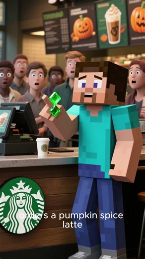 Minecraft Steve Orders Coffee at Starbucks!