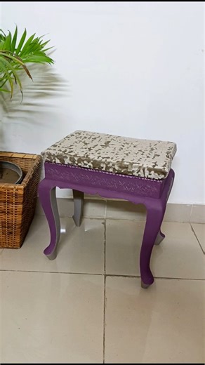 Sara | My DIY Tales 💕 on Instagram: "This old stool made me question all my color choices because this makeover turned into a full color debate 😂 When I decided to give this stool a new life, I knew it had to be special. In the last reel, you guys turned my comments section into a mini color war. Poll said purple 💜, but comments screamed black 🖤. So… I tested both! And let’s just say, black didn’t give the vibe this vintage beauty deserved. So I went back to purple, soft, royal, and full of