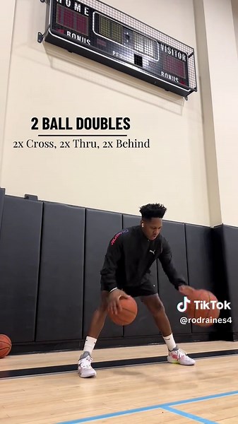 Improve your ball handling with this 2 Ball Drill 2x Cross 2x Thru 2x Behind Repeat BE THE FLOW #basketball #nba #nba2k #skills #basketball🏀 #basketballtraining