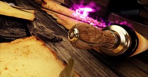 Ancient Scroll unfold with pink particles